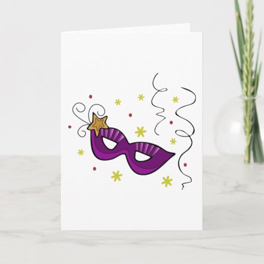 マルディグラスアイマスクカーニバルグリーティングカード カード (正面)
