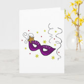 マルディグラスアイマスクカーニバルグリーティングカード カード (黄色い花)