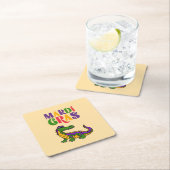 マルディグラスアリゲーターマルディグラスパーティー スクエアペーパーコースター (インサイチュ)