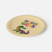 マルディグラスアリゲーターマルディグラスパーティー ペーパープレート (アングル)