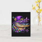 マルディグラスアリゲーターワニ子供の男の子 カード (黄色い花)