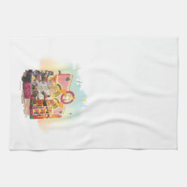 マルディグラスアーチガルベストン、水インスパイア色 キッチンタオル