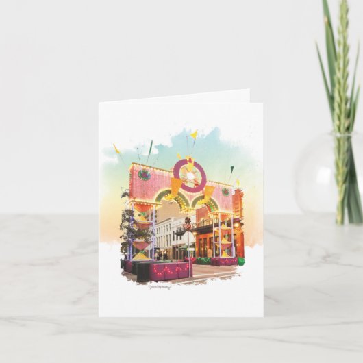 マルディグラスアーチガルベストン、水インスパイア色 サンキューカード (正面)