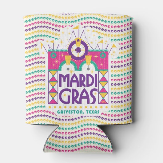 マルディグラスアーチビーズ、ガルベストン、テキサス州カンC 缶クーラー (裏面)