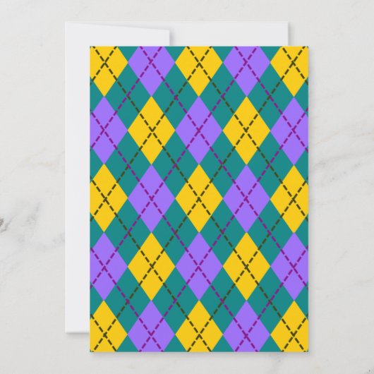 マルディグラスイエローパープルクラウンアーガイルキンセアニェラ 招待状 (裏面)