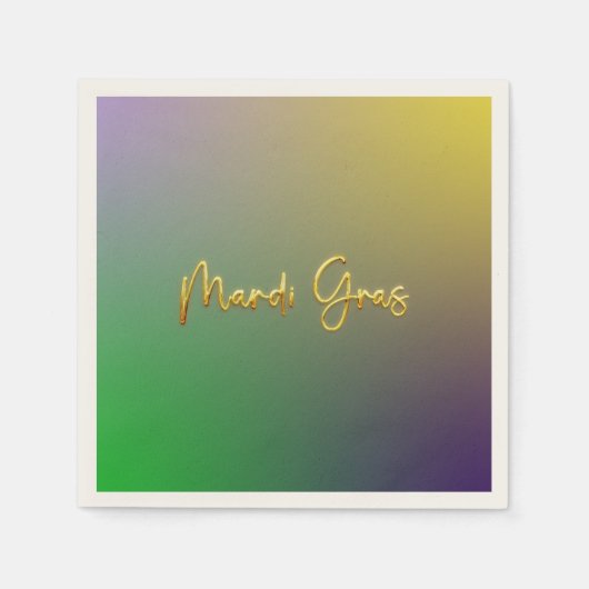 マルディグラスイエロー、紫、緑 スタンダードカクテルナプキン (正面)