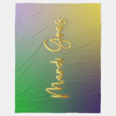 マルディグラスイエロー、紫、緑 フリースブランケット (正面)