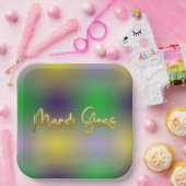 マルディグラスイエロー、紫、緑 ペーパープレート (パーティー)