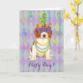 マルディグラスウェルシュスプリンガースパニエル犬 カード (黄色い花)