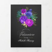 マルディグラスウォーターカラーフローラキンセアニラ写真 三つ折り招待状 (カバー)