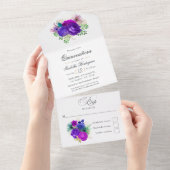 マルディグラスウォーターカラーフローラキンセアニラ オールインワン招待状 (貼ってはがせる)