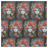 マルディグラスウーマン仮面とヘアドレ ファブリック (見本)