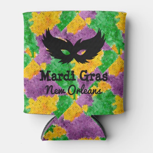 マルディグラスカモフラージュマスク 缶クーラー (正面)