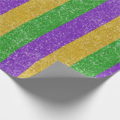 マルディグラスカラーズグリッターストライプきらきら光る ラッピングペーパー (角)