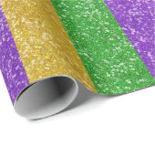マルディグラスカラーズグリッターストライプきらきら光る ラッピングペーパー (ロールコーナー)