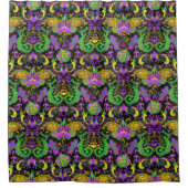 マルディグラスカラーズダマスクドラゴン蝶ヘビ シャワーカーテン (正面)