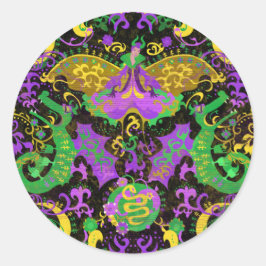 マルディグラスカラーダマスク・ドラゴン，バタフライ，ヘビ ラウンドシール