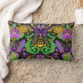マルディグラスカラーダマスク・ドラゴン，バタフライ，ヘビ ランバークッション (ブランケット)