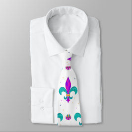 マルディグラスカルナーバルグリーン&パープルマスカレードおもしろい ネクタイ