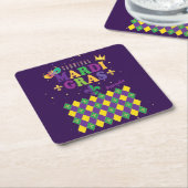 マルディグラスカーニバルフェスティバル（紋章の）フラ・ダ・リ スクエアペーパーコースター (アングル)