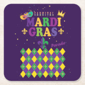 マルディグラスカーニバルフェスティバル（紋章の）フラ・ダ・リ スクエアペーパーコースター (正面)