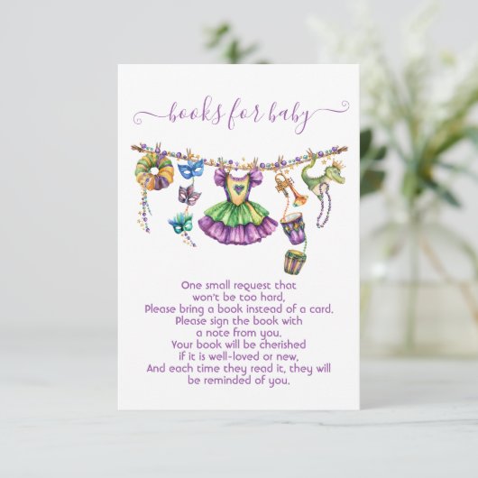 マルディグラスガールクロースラインの本ベビー 招待状 (スタンド正面)