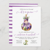 マルディグラスガールベビーシャワー招待状 招待状 (正面/裏面)