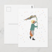 マルディグラスキッズカーニバル春イラストレーションボーイ ポストカード (正面/裏面)