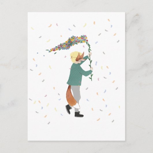 マルディグラスキッズカーニバル春イラストレーションボーイ ポストカード (正面)