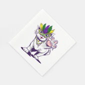 マルディグラスキャットおもしろいネコ スタンダードランチョンナプキン (角)