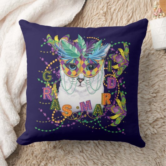 マルディグラスキャットおもしろい、マルディグラス クッション (ブランケット)
