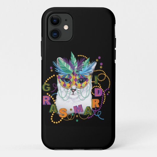 マルディグラスキャットおもしろい、マルディグラス Case-Mate iPhoneケース (裏面)