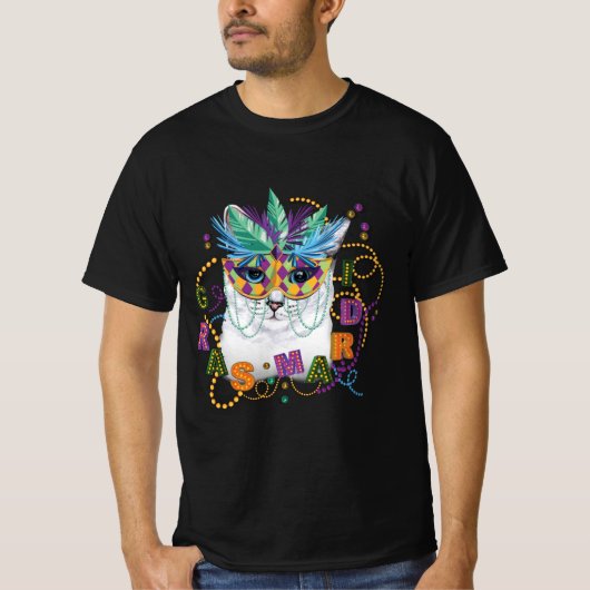 マルディグラスキャットおもしろい、マルディグラス Tシャツ (正面)