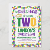 マルディグラスキングセカンド誕生日招待状 招待状 (正面)