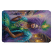 マルディグラスクイーンインコスチュームフェザー&ビーズ文字 マグネット (横)