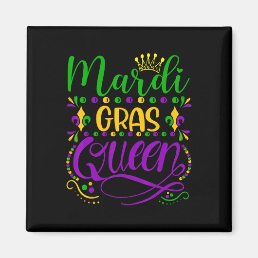 マルディグラスクイーンパレードコスチュームパーティー女性マルディ マグネット (正面)
