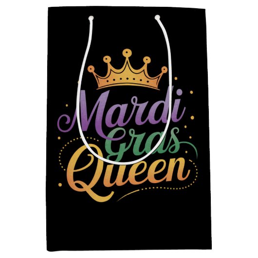マルディグラスクイーンパレードコスチュームパーティー ミディアムペーパーバッグ (正面)