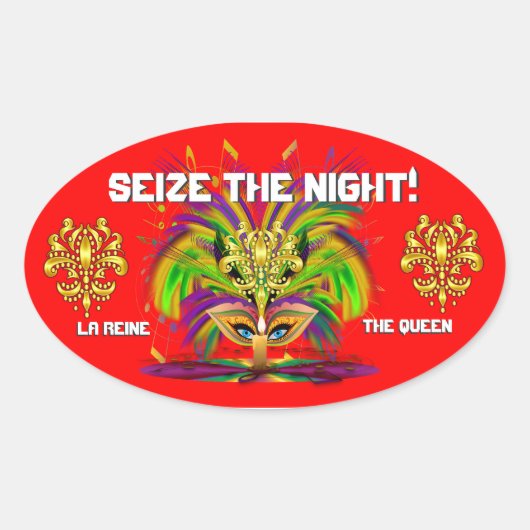 マルディグラスクイーンビューノートお願い 楕円形シール (正面)