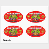 マルディグラスクイーンビューノートお願い 楕円形シール (シート)