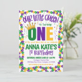 マルディグラスクイーンファースト誕生日招待状 招待状 (スタンド正面)