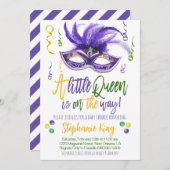 マルディグラスクイーンベイビーシャワー招待状 招待状 (正面/裏面)