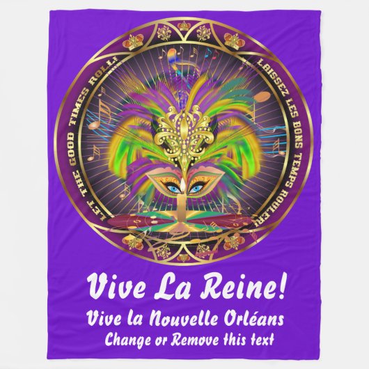 マルディグラスクイーン1ブランケット30"x40" 50"x60" 60"x80" フリースブランケット (正面)