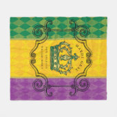 マルディグラスクラウンパープル金ゴールドグリーンファミリー名 フリースブランケット (正面(横))