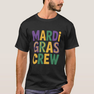 マルディグラスクルー大胆なカーニバルタイポグラフィデザイン Tシャツ