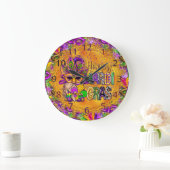 マルディグラスクロックカラフルハッピーマルディグラス格言 ラージ壁時計 (ホーム)