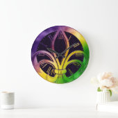 マルディグラスクロックカラフル（紋章の）フラ・ダ・リ ラージ壁時計 (ホーム)