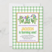 マルディグラスクロワキュートゲーターファースト誕生日 招待状 (正面)