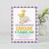 マルディグラスクロワファースト誕生日招待状 招待状 (スタンド正面)