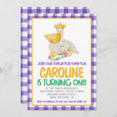 マルディグラスクロワファースト誕生日招待状 招待状 (正面/裏面)