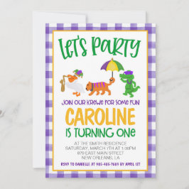 マルディグラスクロワファースト誕生日招待状 招待状